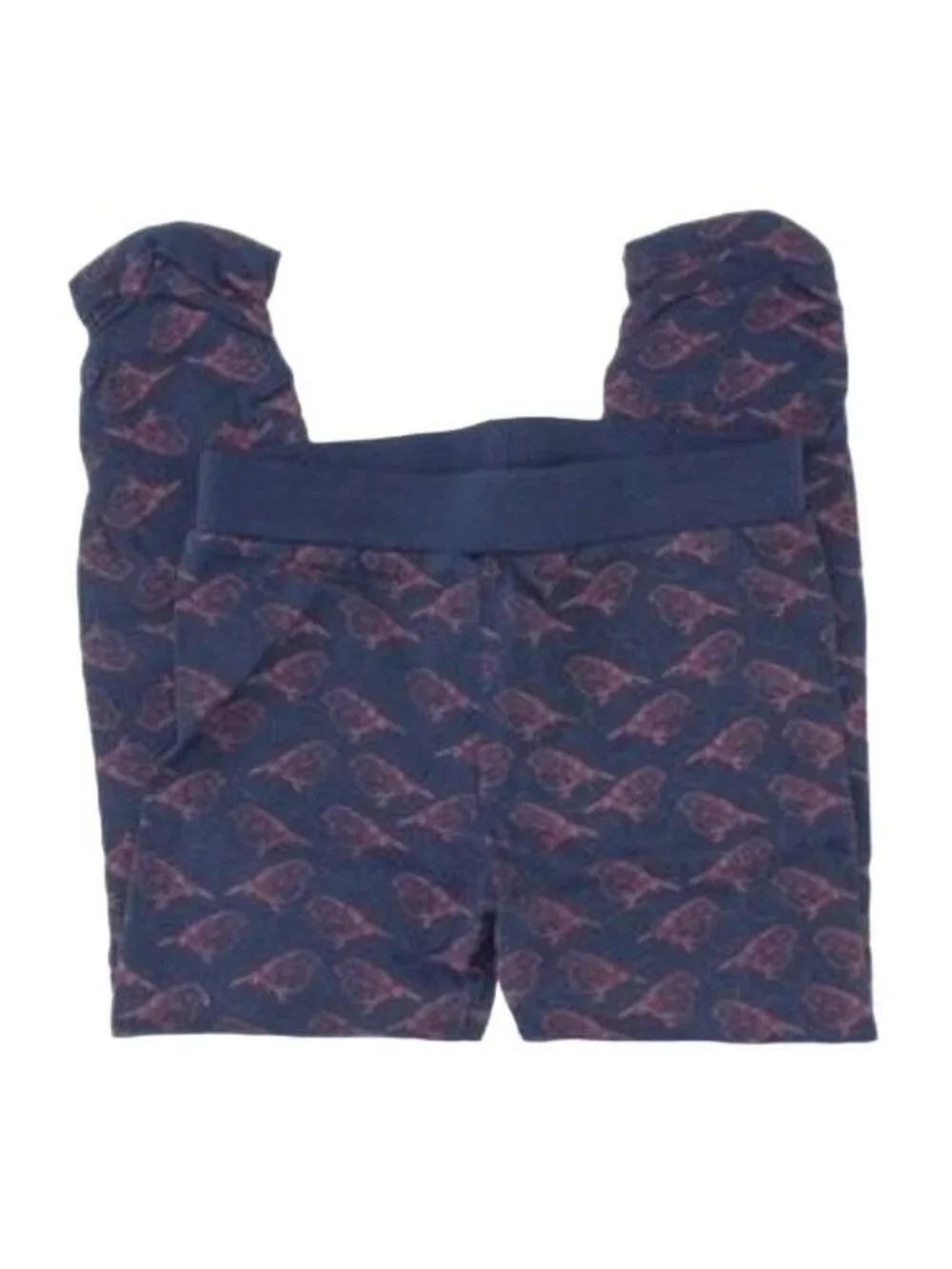 Egg Baby Toddler Leggings Navy Blue Pink Birdie Print Ruched Hem